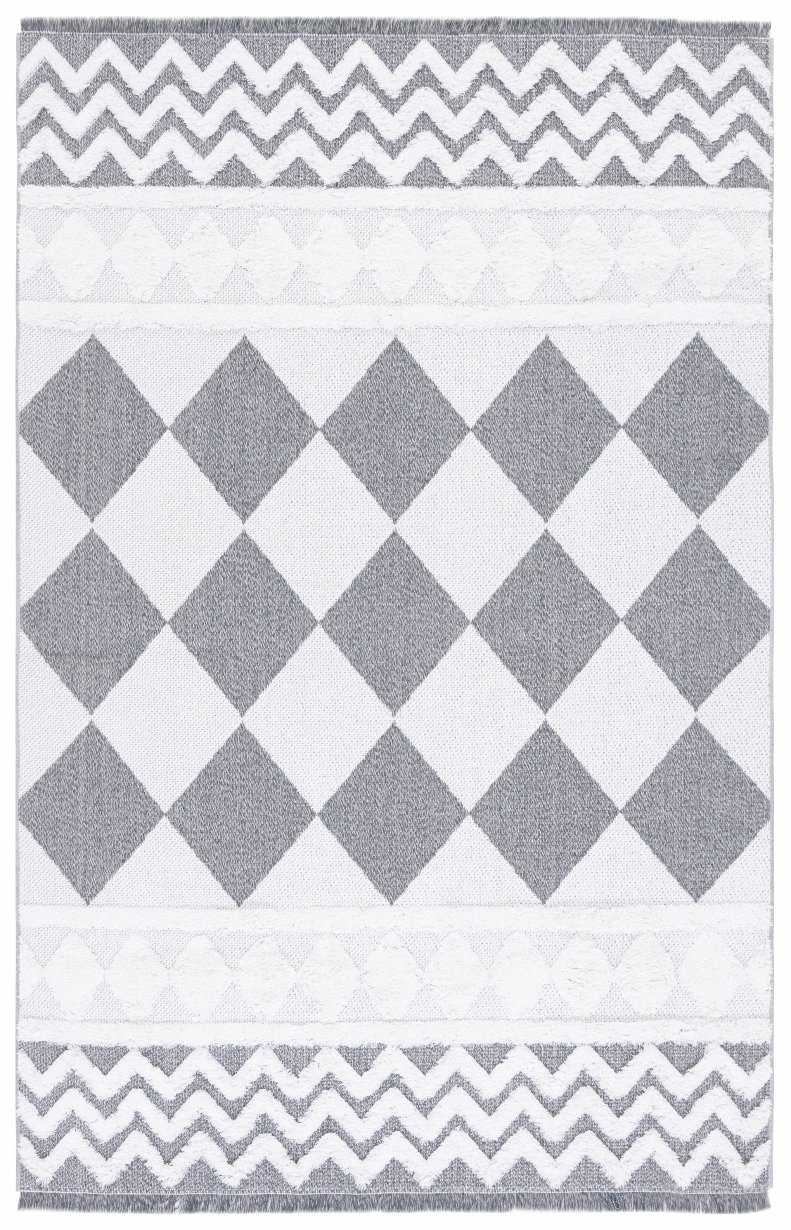 Augustine 5' x 7' Ivory/Grey Flat Woven Synthetic Area Rug