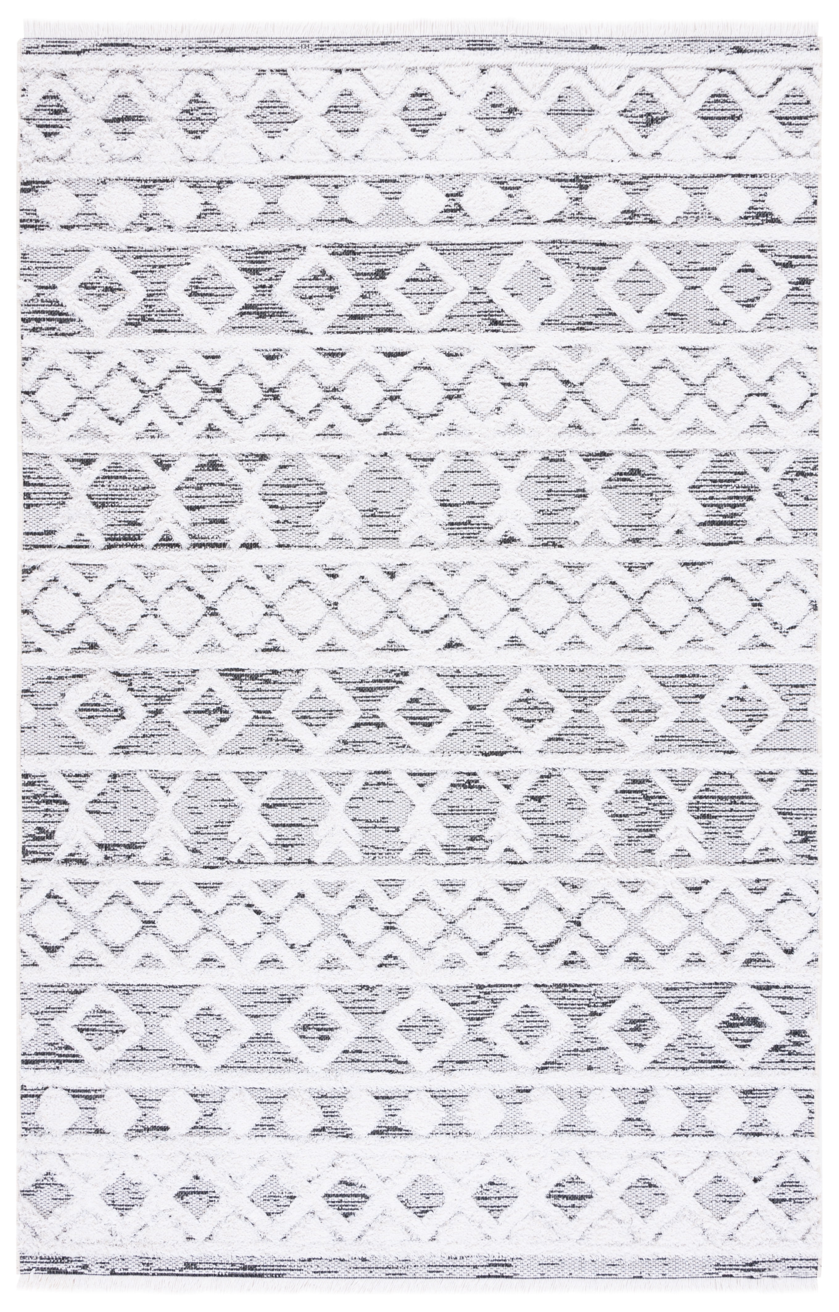 Augustine Black and Ivory Synthetic Flat Woven 8' x 10' Area Rug