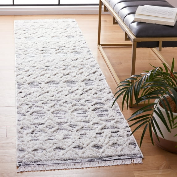 SAFAVIEH Augustine Cromwell Geometric Runner Rug, Black/Ivory, 2' x 9'