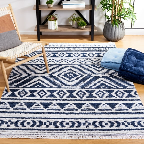 SAFAVIEH Augustine Emmett Geometric Area Rug, Navy/Ivory, 5' x 7'7"