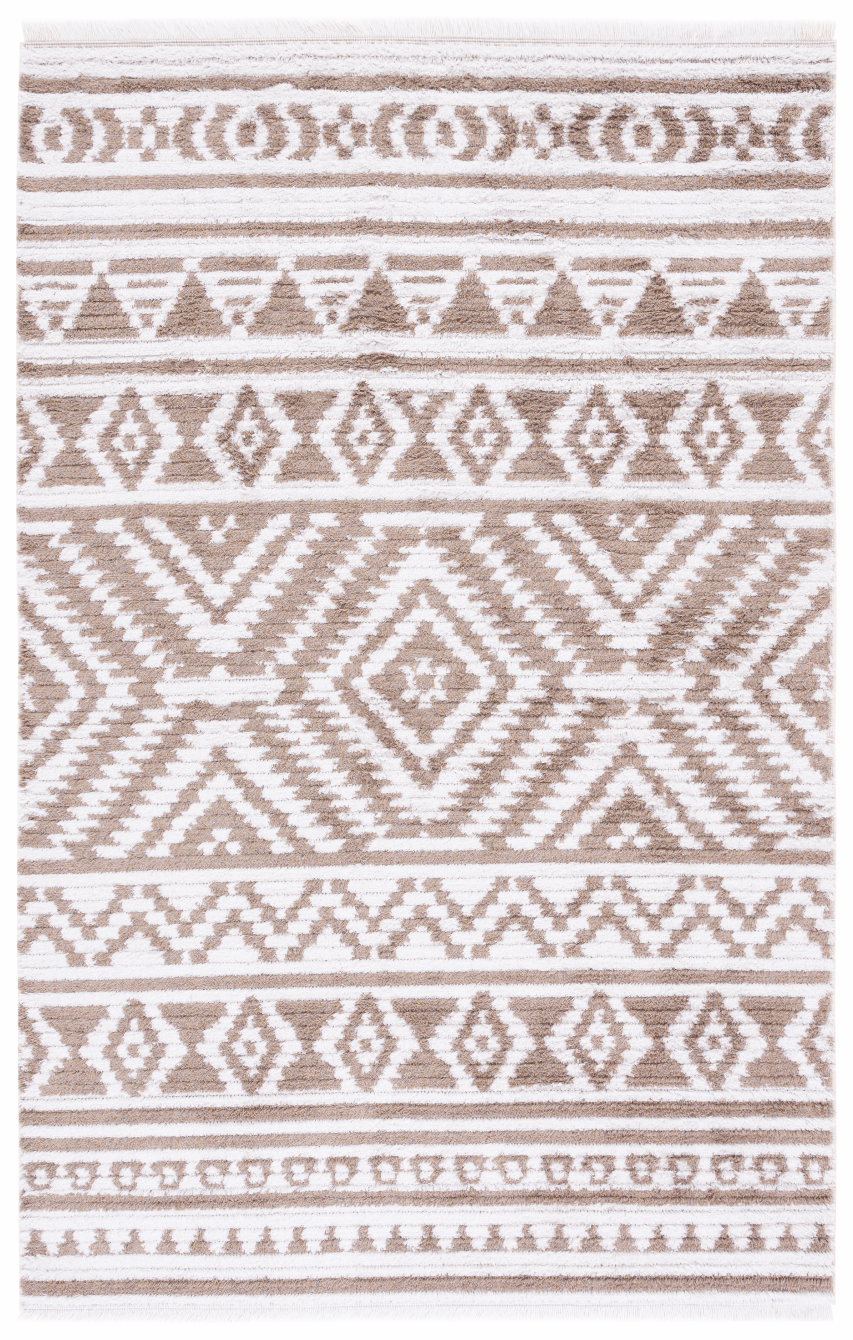 Augustine Emmett Taupe/Ivory Geometric Synthetic Area Rug, 6'4" x 9'6"