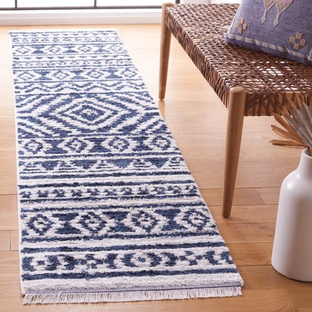 SAFAVIEH Augustine Emmett Geometric Runner Rug, Navy/Ivory, 2' x 9'