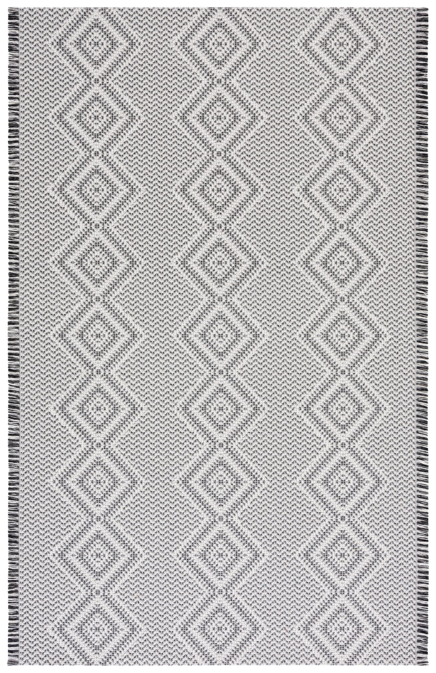 Augustine Black and Ivory Geometric Flat Woven 5' x 7' Rug