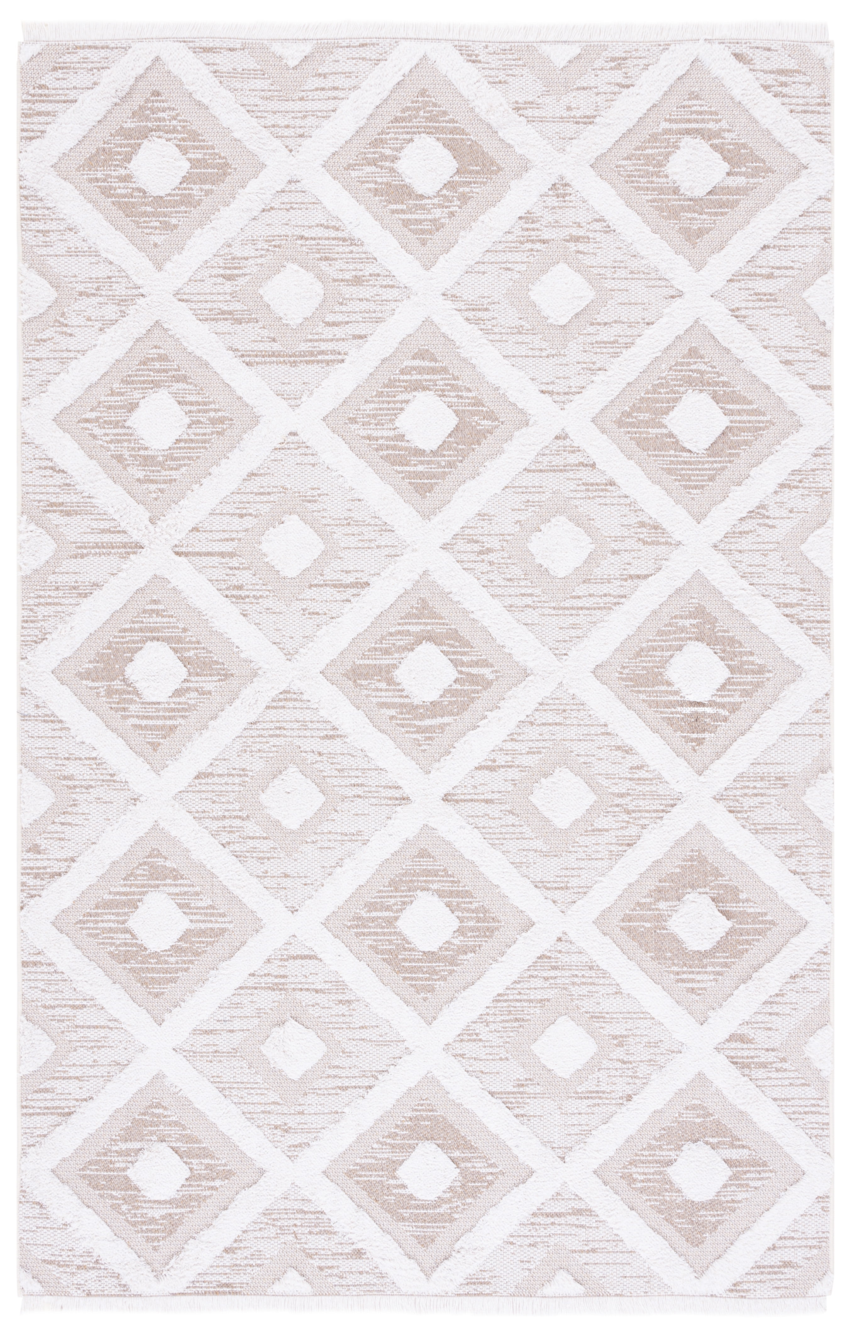 Augustine Nomadic Ivory Beige 76" Synthetic Geometric Area Rug