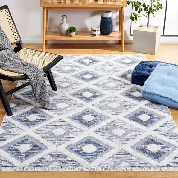 SAFAVIEH Augustine Gino Geometric Area Rug, Navy/Ivory, 5' x 7'7"