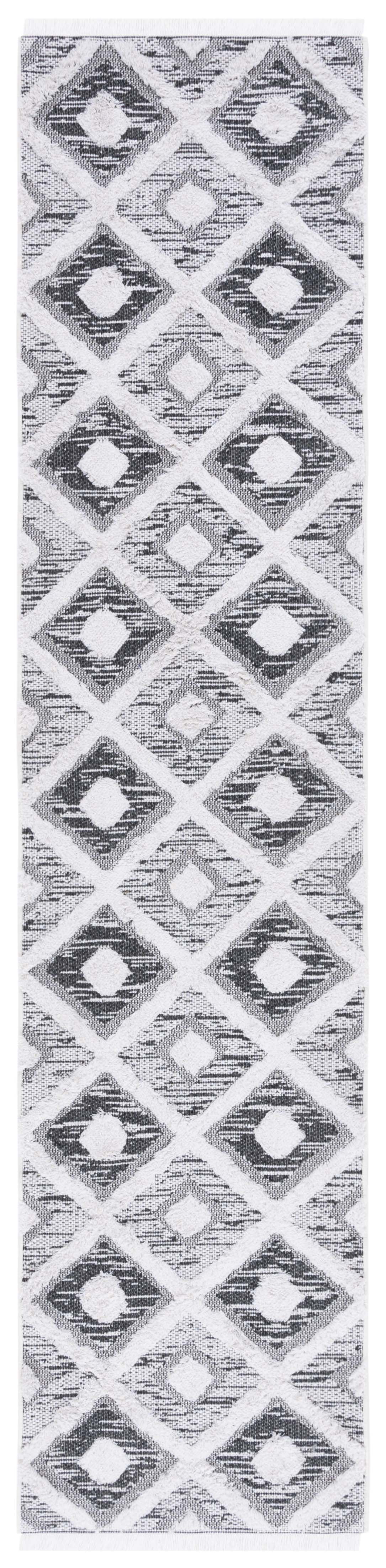 Augustine Black and Ivory Flat Woven Runner Rug