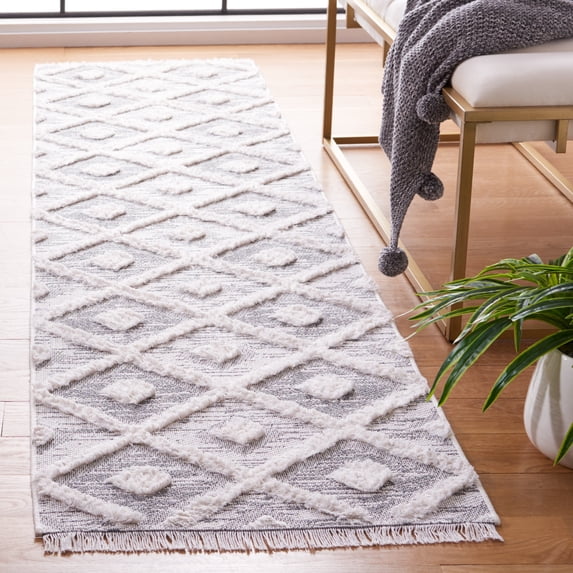 SAFAVIEH Augustine Gino Geometric Runner Rug, Gray/Ivory, 2' x 9'
