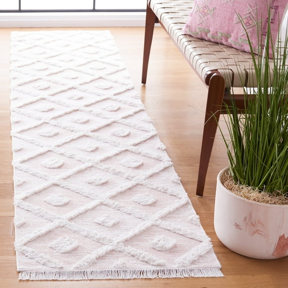 SAFAVIEH Augustine Gino Geometric Runner Rug, Pink/Ivory, 2' x 9'