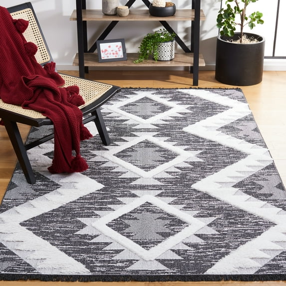 SAFAVIEH Augustine Jalen Geometric Area Rug, Black/Ivory, 6'4" x 6'4" Square