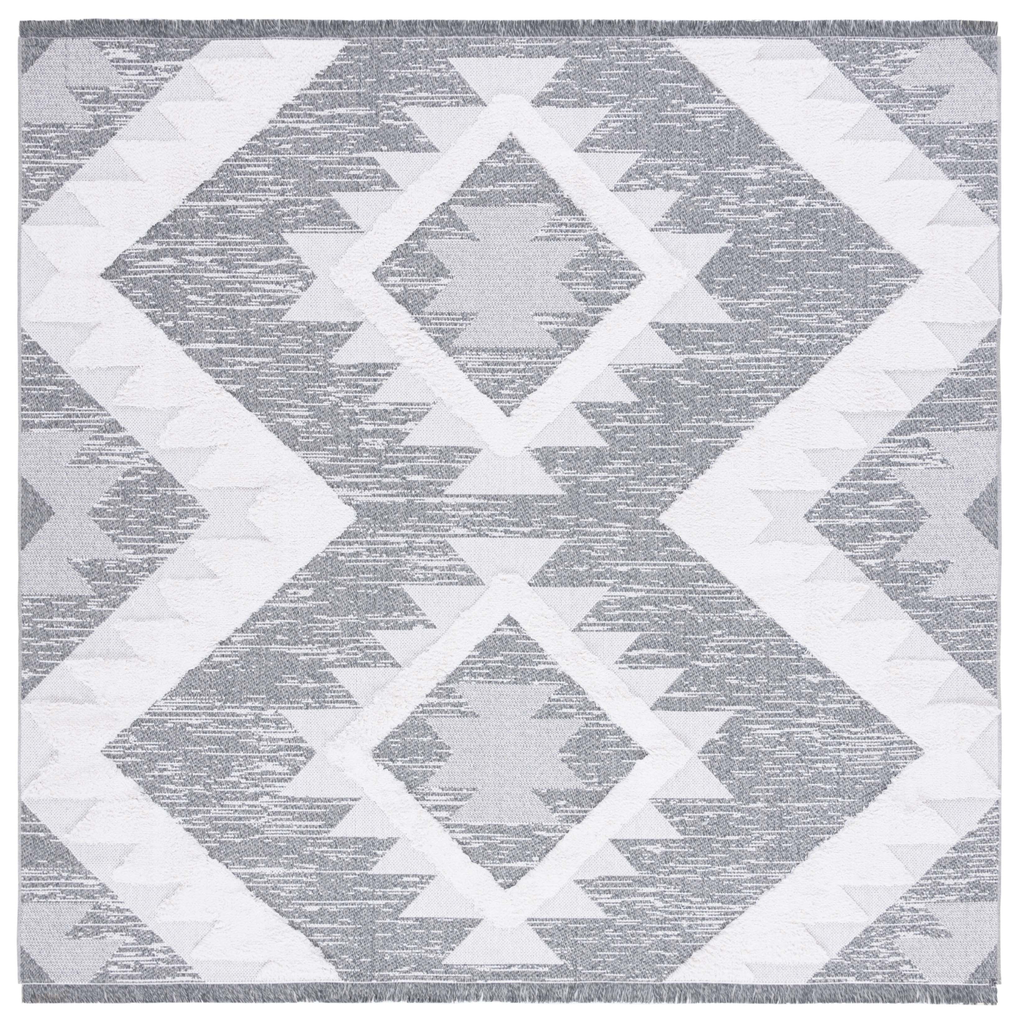 Augustine Boho-Modern Gray Geometric 76'' Square Area Rug