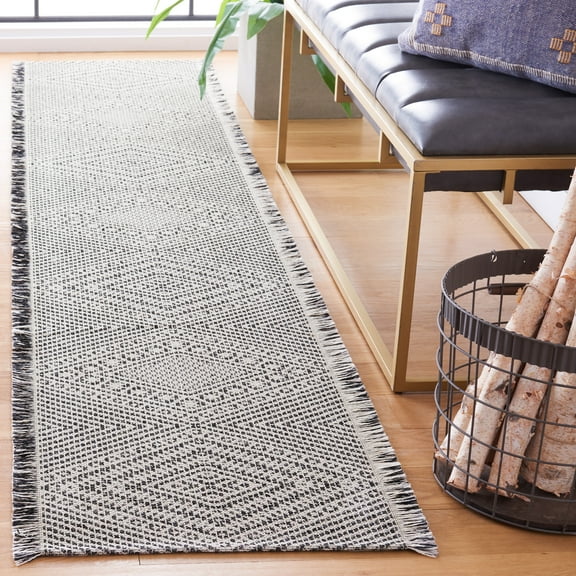 SAFAVIEH Augustine Kaiden Geometric Runner Rug, Ivory/Black, 2' x 9'