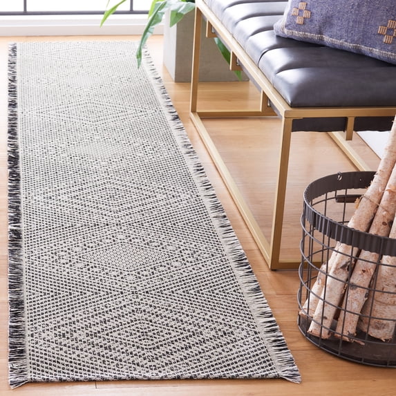 SAFAVIEH Augustine Kaiden Geometric Runner Rug, Ivory/Black, 2' x 9'