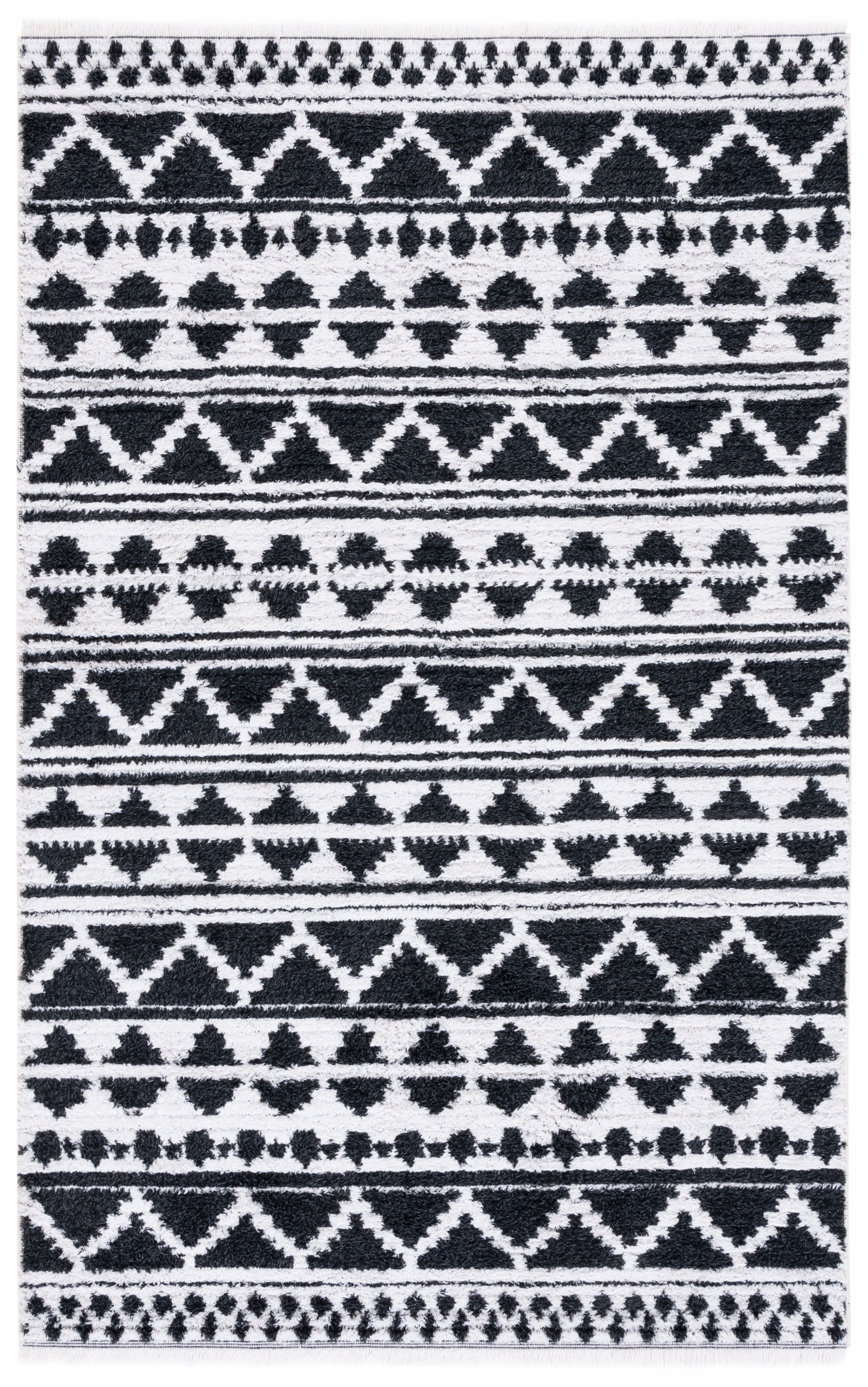 Augustine Black and Ivory Flat Woven Synthetic Area Rug