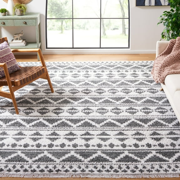 SAFAVIEH Augustine Kalina Geometric Area Rug, Ivory/Gray, 6'4" x 6'4" Square