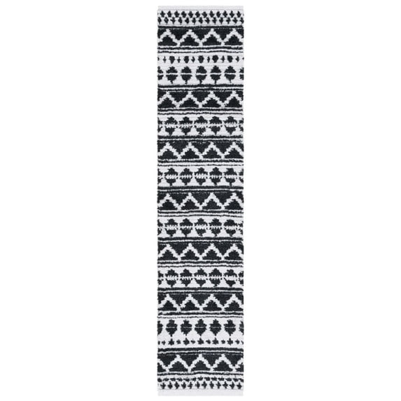 SAFAVIEH Augustine Kalina Geometric Runner Rug, Black/Ivory, 2' x 9'