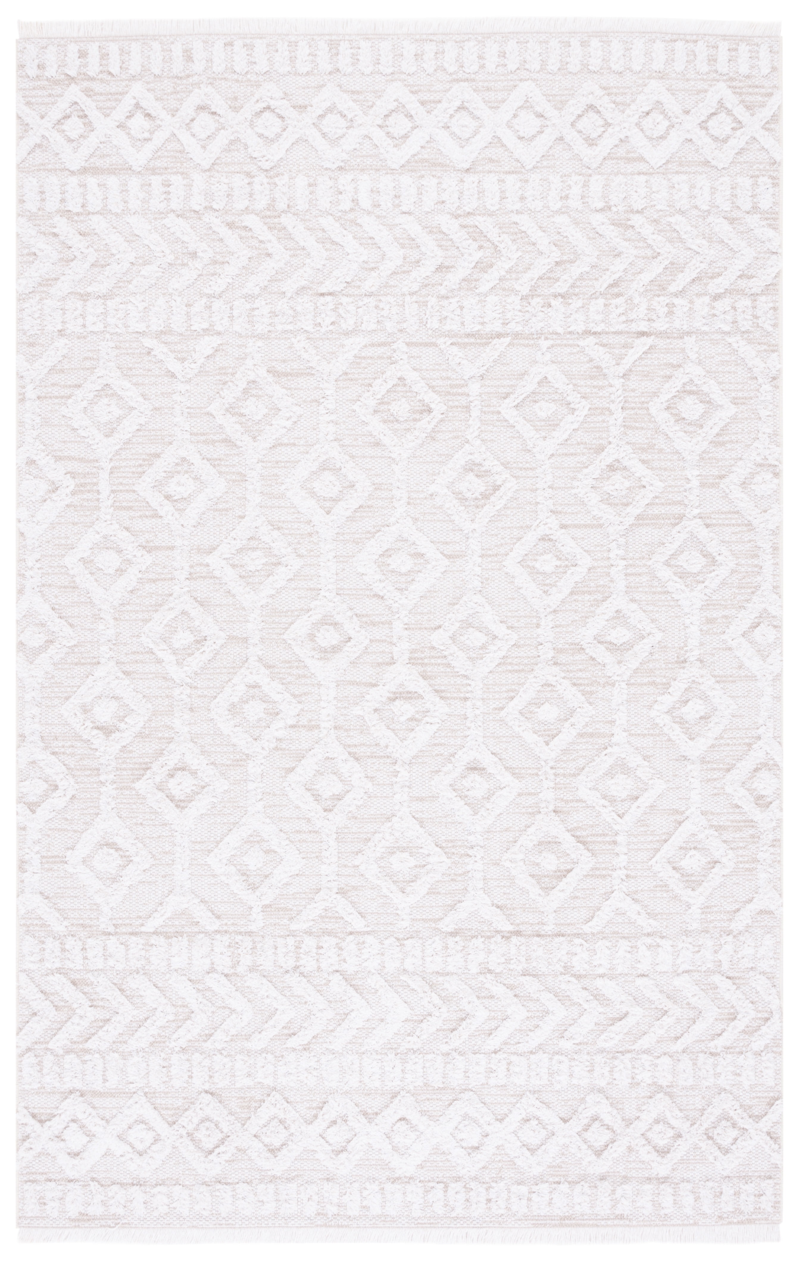 Ivory Beige Geometric Flat Woven Synthetic Area Rug 5' x 7'