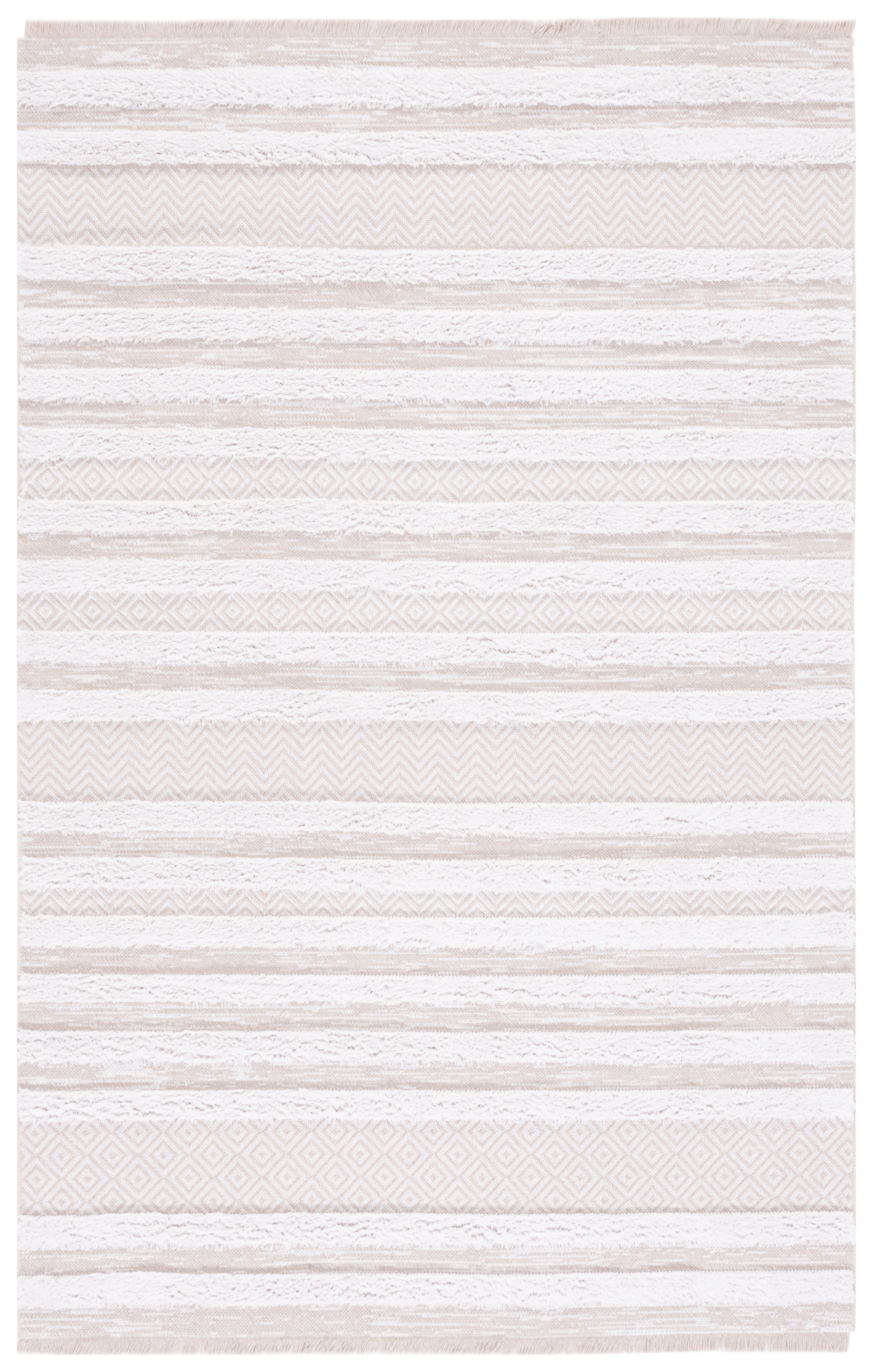 Boho-Modern Augustine Beige/Ivory Flat-Woven Synthetic Rug, 4' x 6'