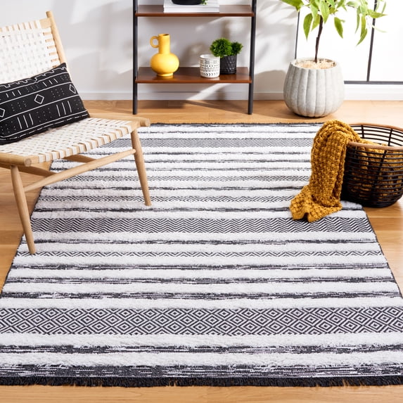SAFAVIEH Augustine Maggie Striped Area Rug, Black/Ivory, 9' x 12'