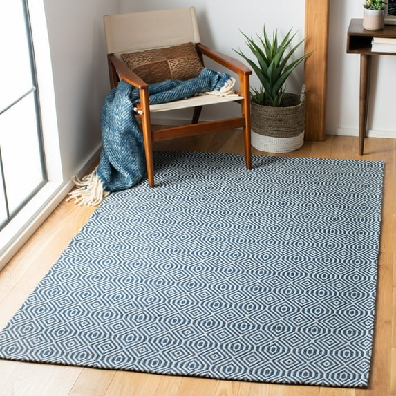 SAFAVIEH Augustine Manus Geometric Area Rug, Navy/Light Gray, 9' x 12'