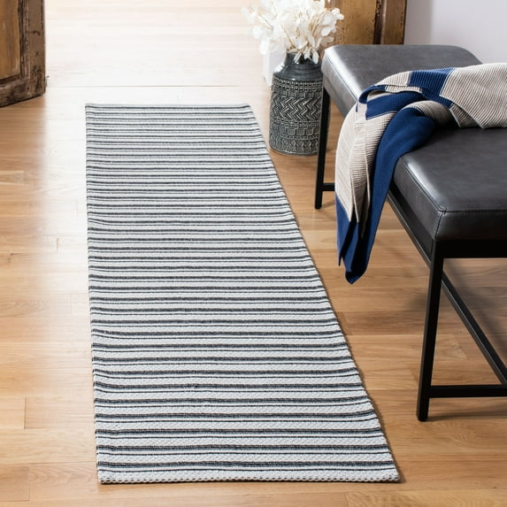 SAFAVIEH Augustine Maris Striped Runner Rug, Black/Light Gray, 2' x 8'