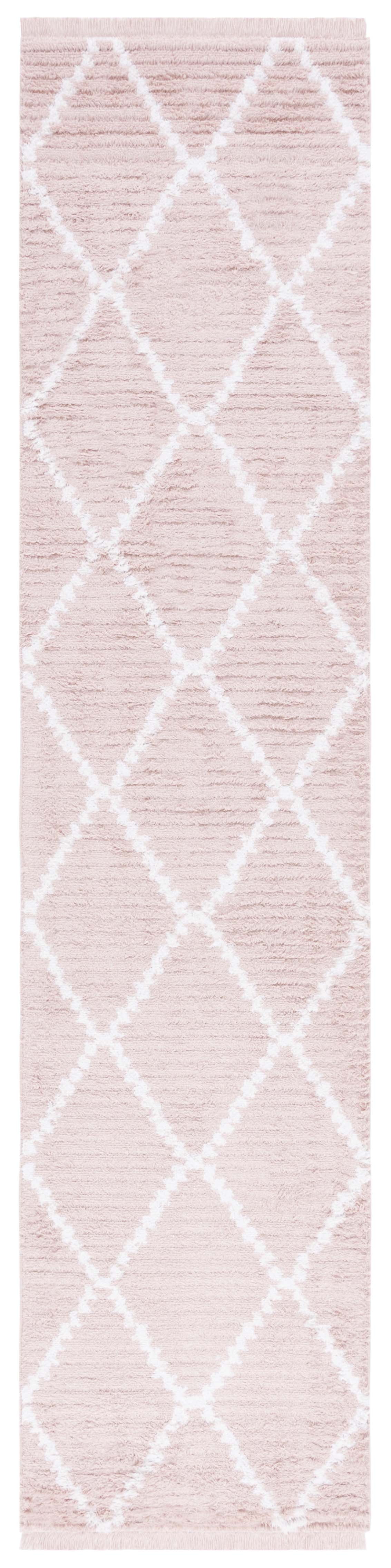 Augustine Pink and Ivory Synthetic Flat Woven Runner Rug