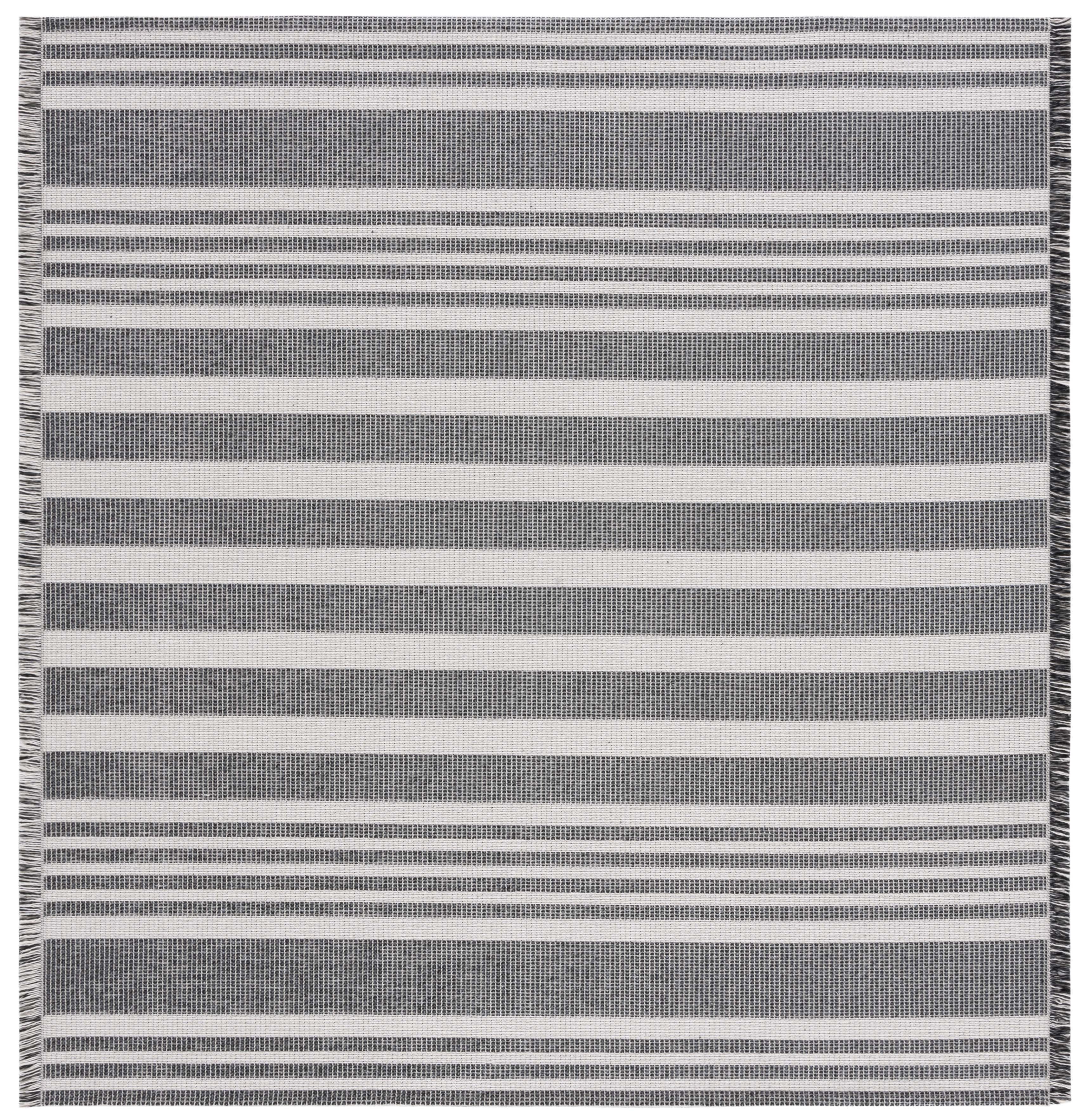 Augustine Black and Ivory Flat Woven Square Rug