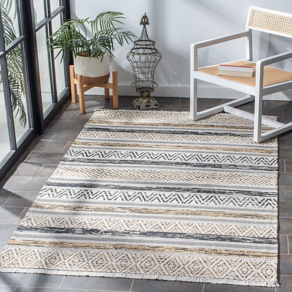 SAFAVIEH Augustine Peyton Geometric Area Rug, Ivory/Taupe, 5'5" x 7'7"