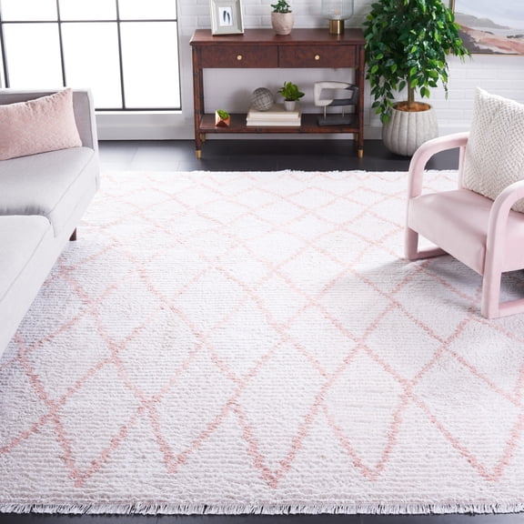 SAFAVIEH Augustine Ramona Trellis Area Rug, Ivory/Pink, 9' x 12'