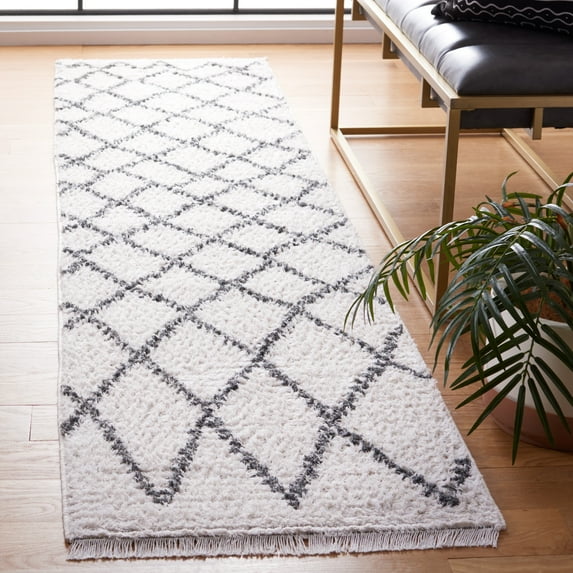SAFAVIEH Augustine Ramona Trellis Runner Rug, Ivory/Gray, 2' x 9'