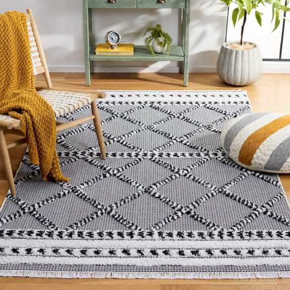 SAFAVIEH Augustine Reannon Geometric Area Rug, Black/Ivory, 4' x 6'