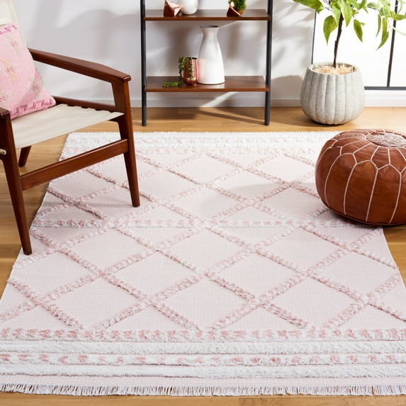 SAFAVIEH Augustine Reannon Geometric Area Rug, Pink/Ivory, 6'4" x 6'4" Square