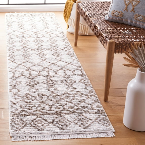 SAFAVIEH Augustine Stuart Geometric Runner Rug, Taupe/Ivory, 2' x 9'