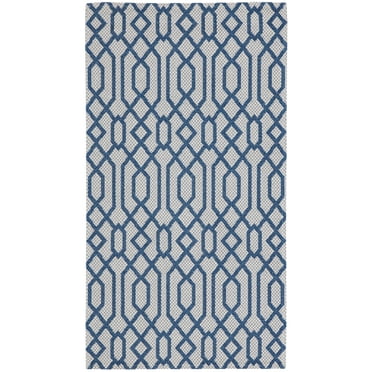 SAFAVIEH Augustine Tarek Geometric Area Rug, Navy/Light Grey, 2'10" x 5'