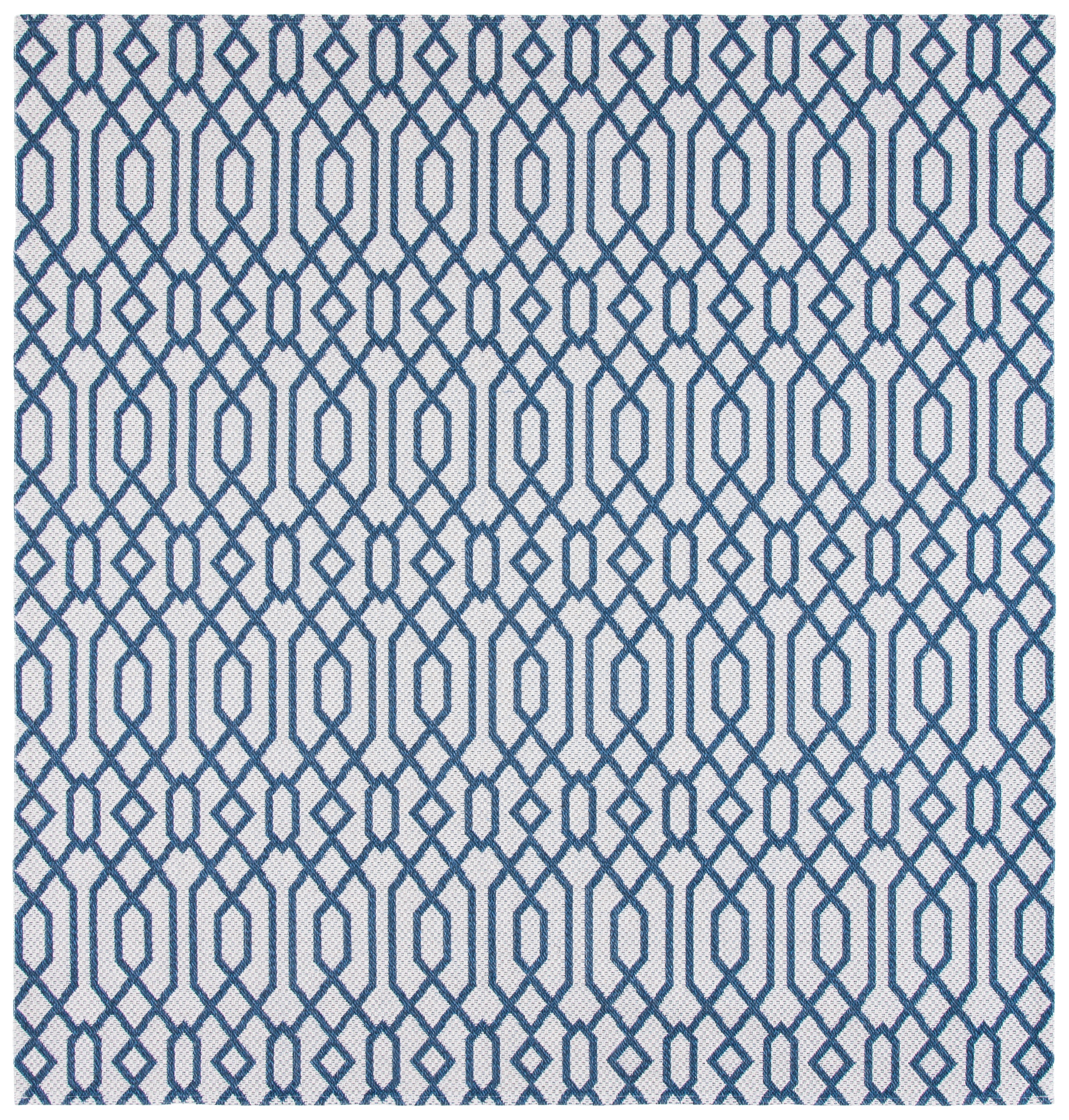 Casablanca Square Blue & Light Grey Geometric Flatweave Rug