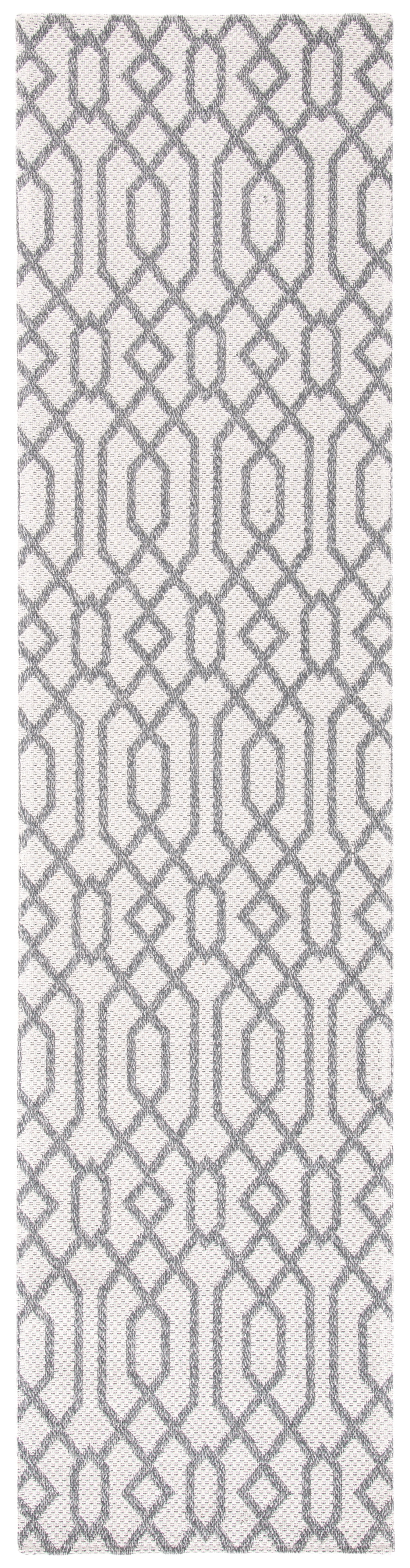 Augustine Anthracite & Light Grey Flatweave Viscose Runner Rug - 2' x 8'