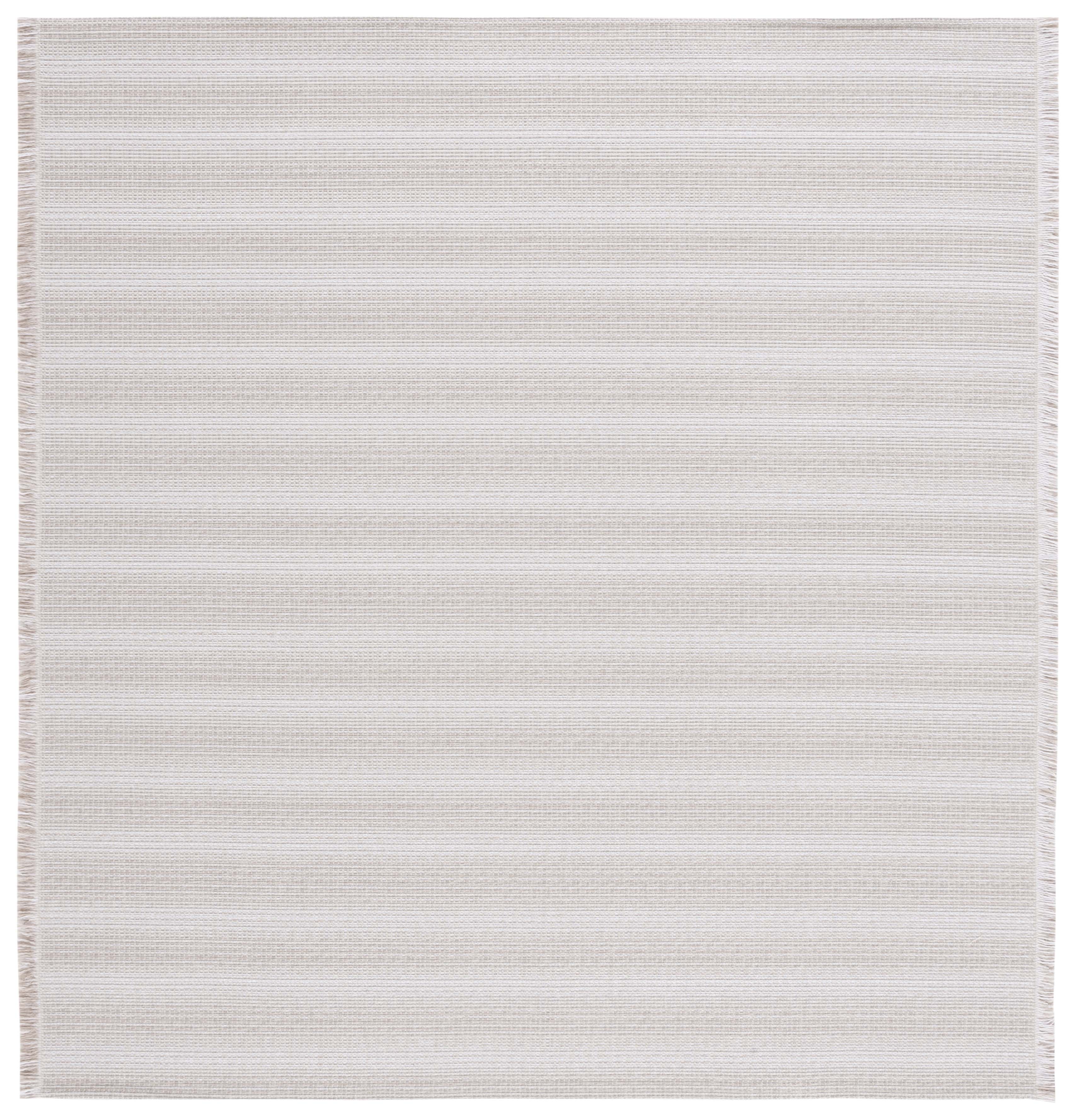 Boho-Mod Ivory/Beige Stripe Square Area Rug - Synthetic Blend