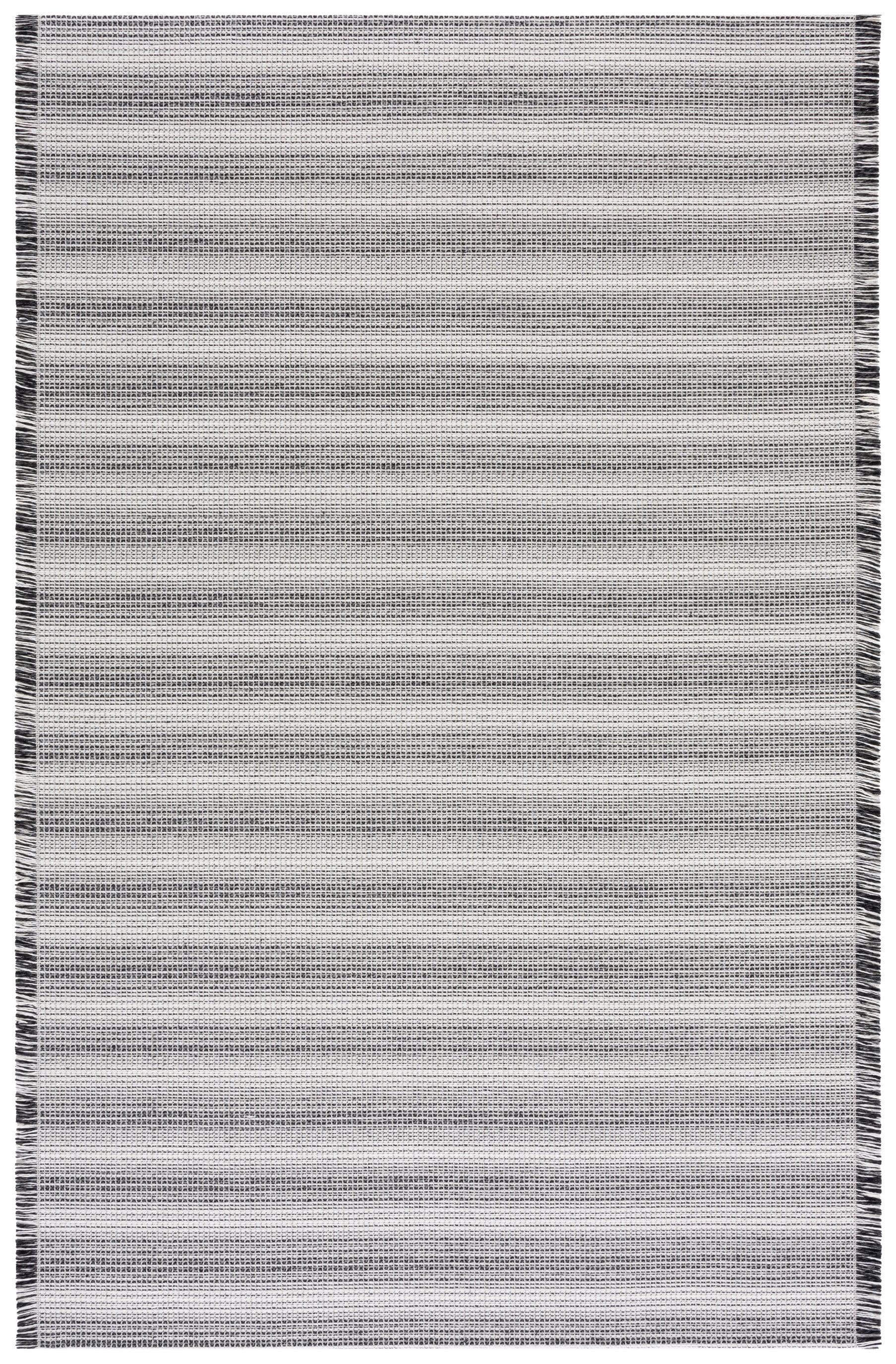 Ivory and Black Flat Woven Synthetic 5' x 7' Area Rug