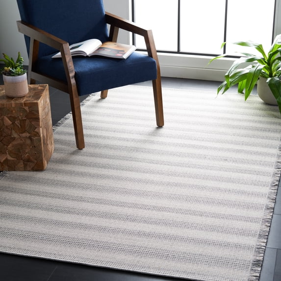 SAFAVIEH Augustine Thornton Striped Area Rug, Ivory/Dark Gray, 4' x 6'