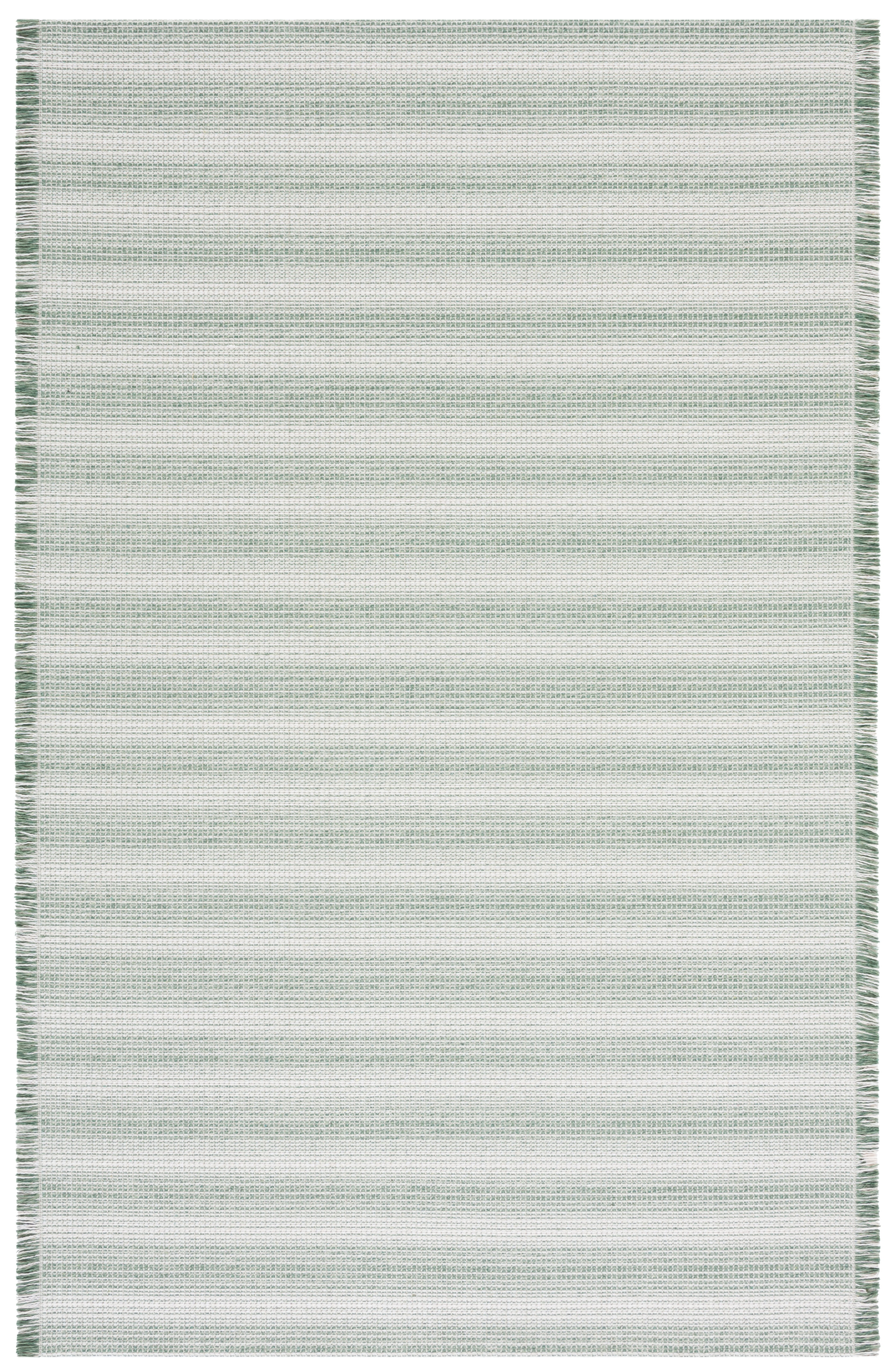 Ivory and Green Flat Woven Boho-Chic Synthetic Area Rug, 8' x 10'