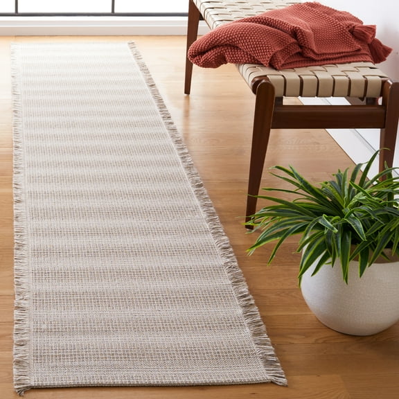 SAFAVIEH Augustine Thornton Striped Runner Rug, Ivory/Taupe, 2' x 9'