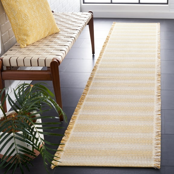 SAFAVIEH Augustine Thornton Striped Runner Rug, Ivory/Yellow, 2' x 9'