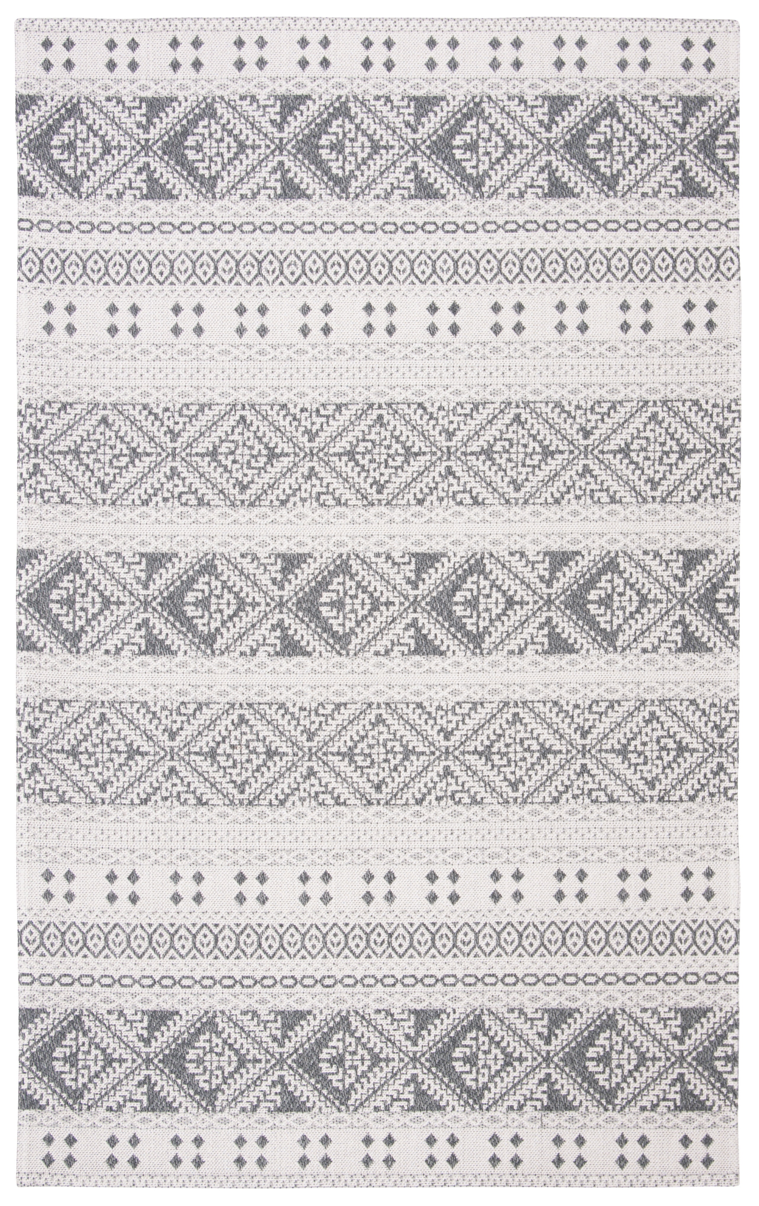 Anthracite and Cream Flat Woven Rectangular Area Rug, 4' x 6'