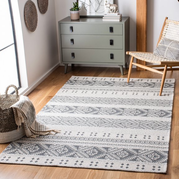 SAFAVIEH Augustine Willoughby Southwestern Area Rug, Anthracite/Cream, 6'4" x 6'4" Square