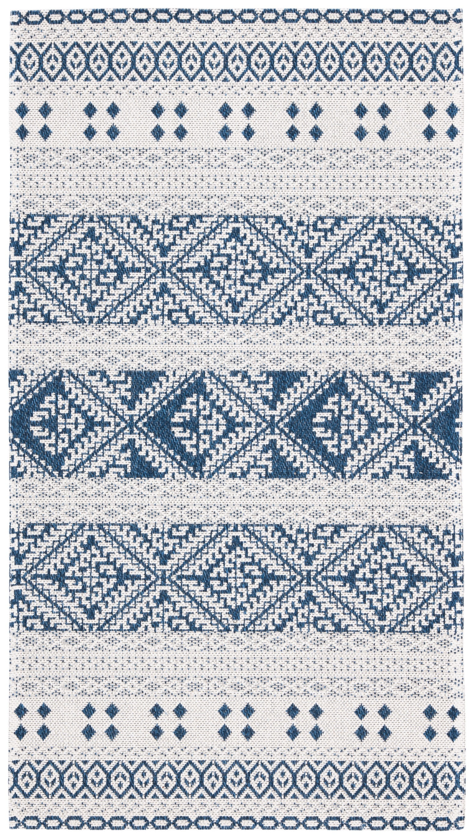 Augustine Navy and Creme Flat Woven Viscose Rug 34" x 5"