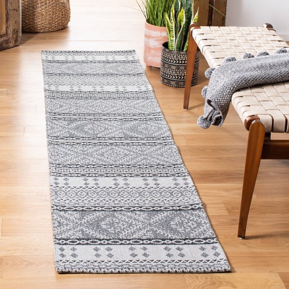 SAFAVIEH Augustine Willoughby Southwestern Runner Rug, Light Gray/Anthracite, 2' x 8'