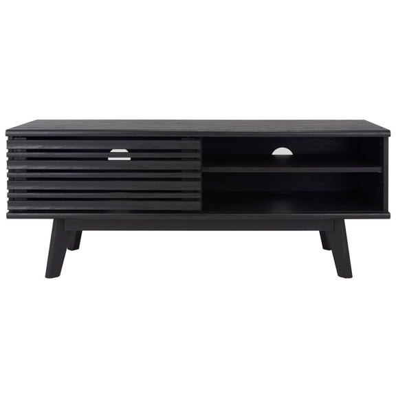 SAFAVIEH Aurelio Farmhouse 2 Shelf Media Stand, Black (46.5 in. W x 15.2 in. D x 18.6 in. H)