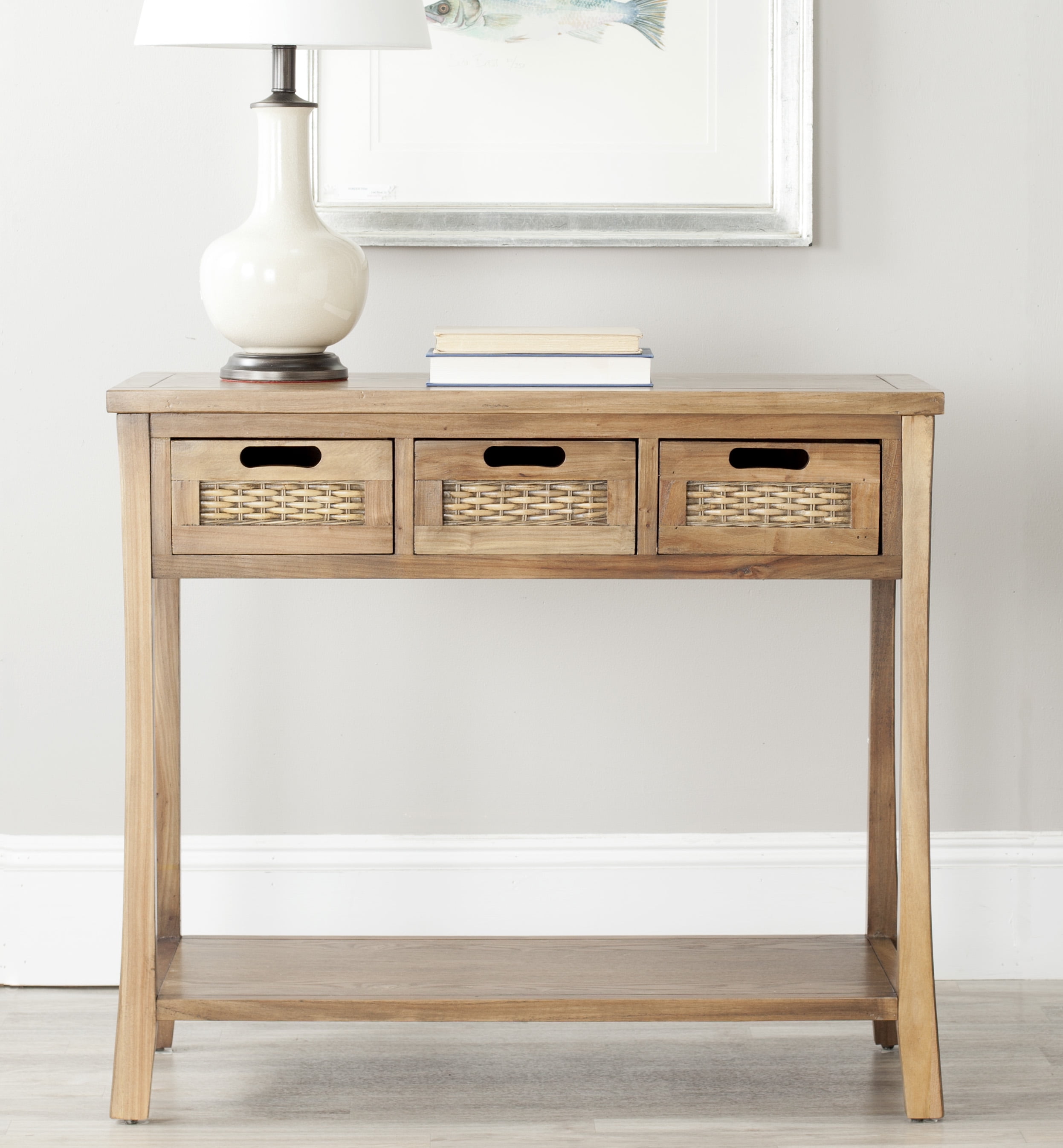 SAFAVIEH Autumn Country Rustic 3 Drawer Storage Console, Oak