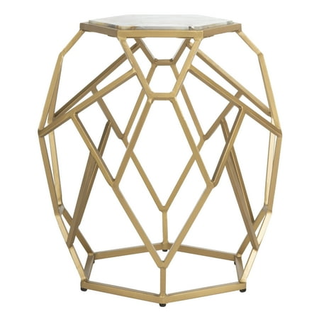 SAFAVIEH Ava Modern Glam Geometric Accent Table, Multi/Gold