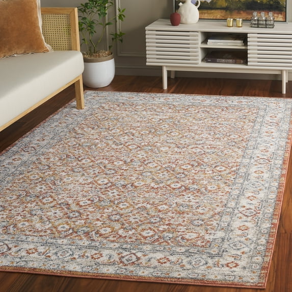 SAFAVIEH Avalon Jillian Floral Polyester Area Rug, Rust/Gray, 9' x 12'