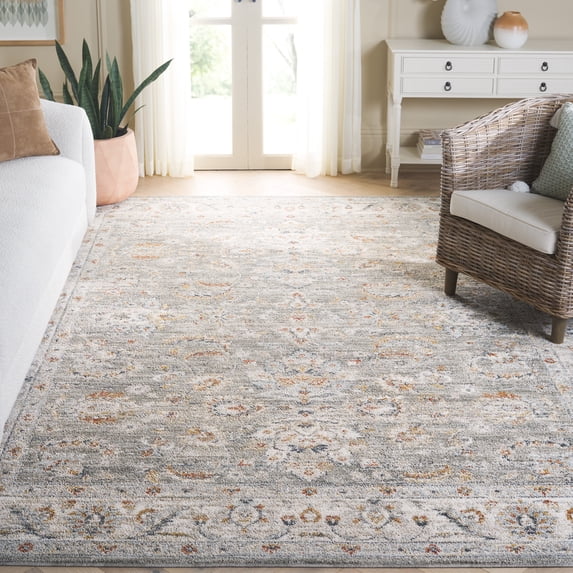 SAFAVIEH Avalon Malandra Floral Polyester Area Rug, Gray/Light Blue, 8' x 10'